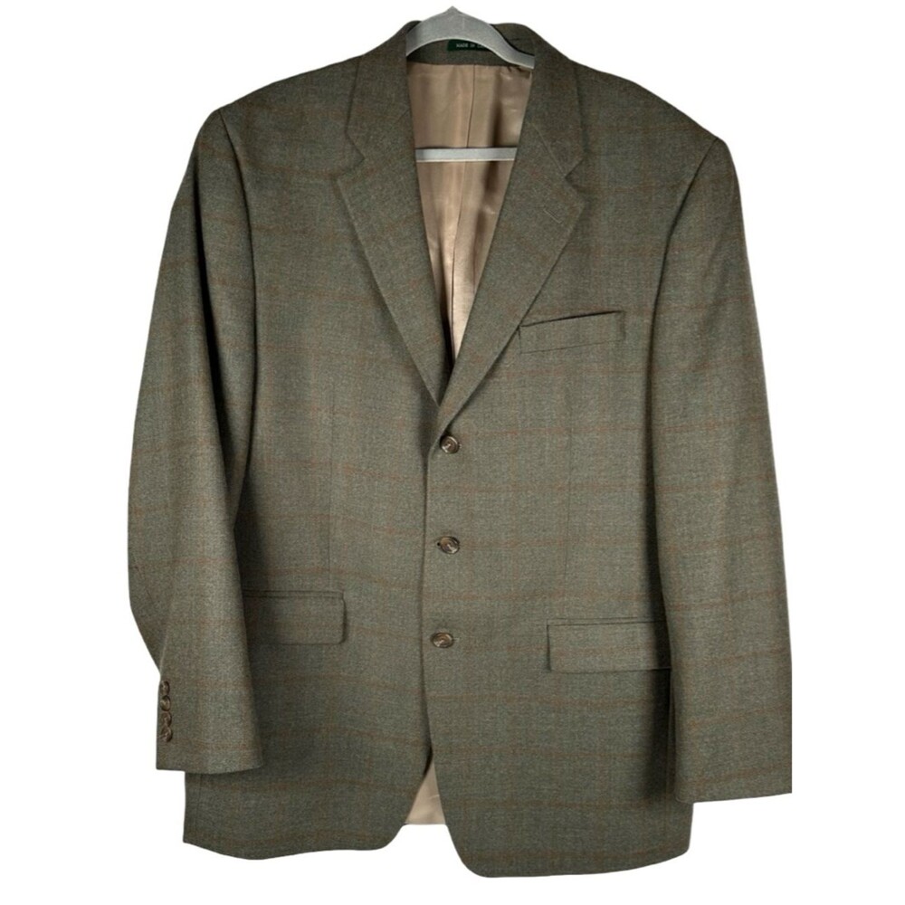 Lauren Ralph Lauren 100% Wool Gray Brown Check Sport Coat Blazer Men’s 44L NWOT